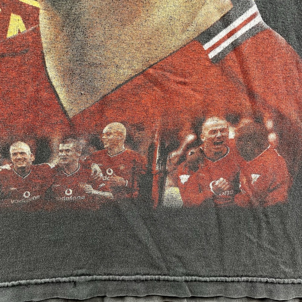 Vintage David Beckham Shirt Mens Large Black Faded Big Print Rap Tee 90s RARE - Picture 6 of 16